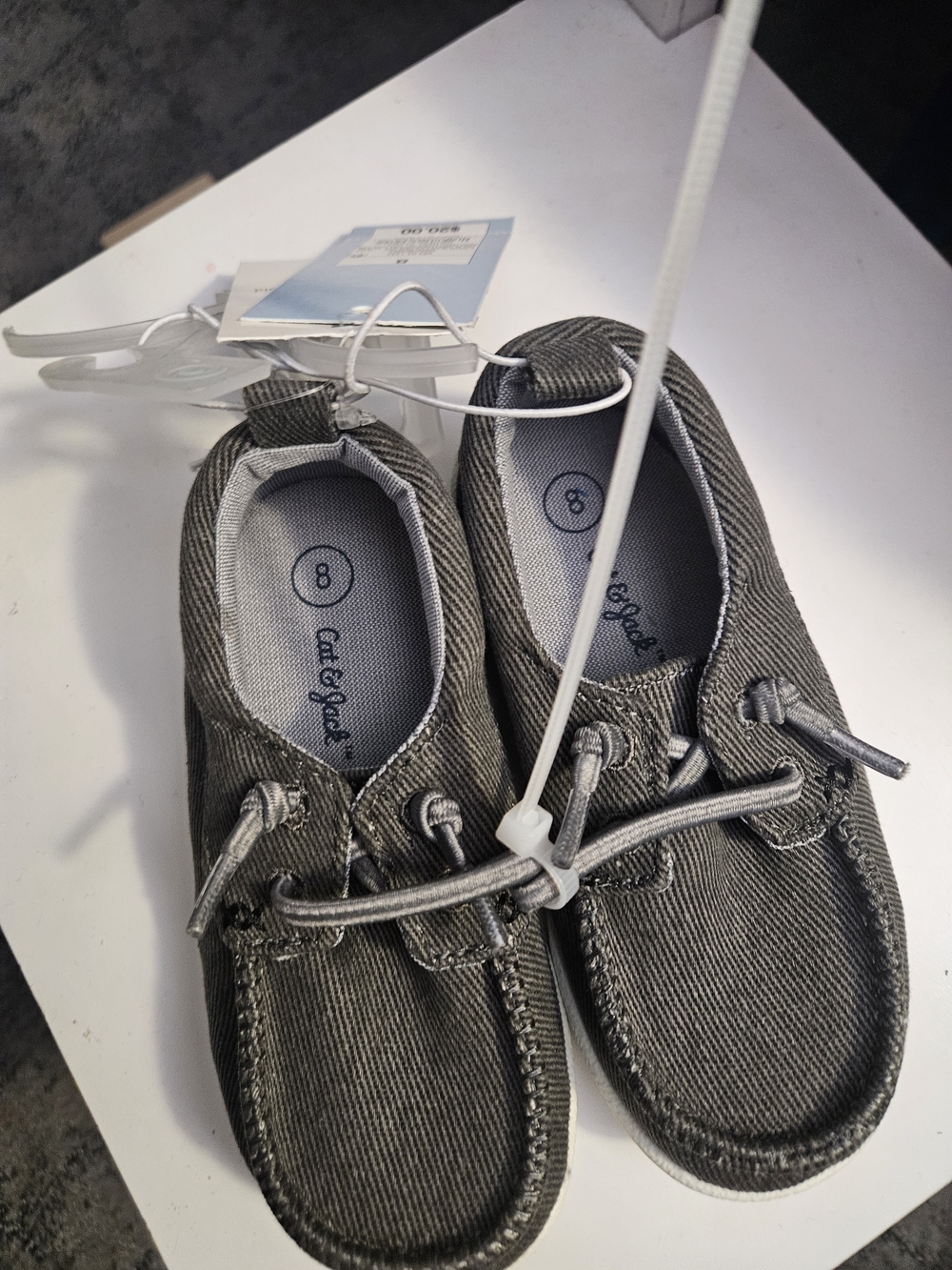 Kids Canvas Boat Shoes in Charcoal Gray - Size 8